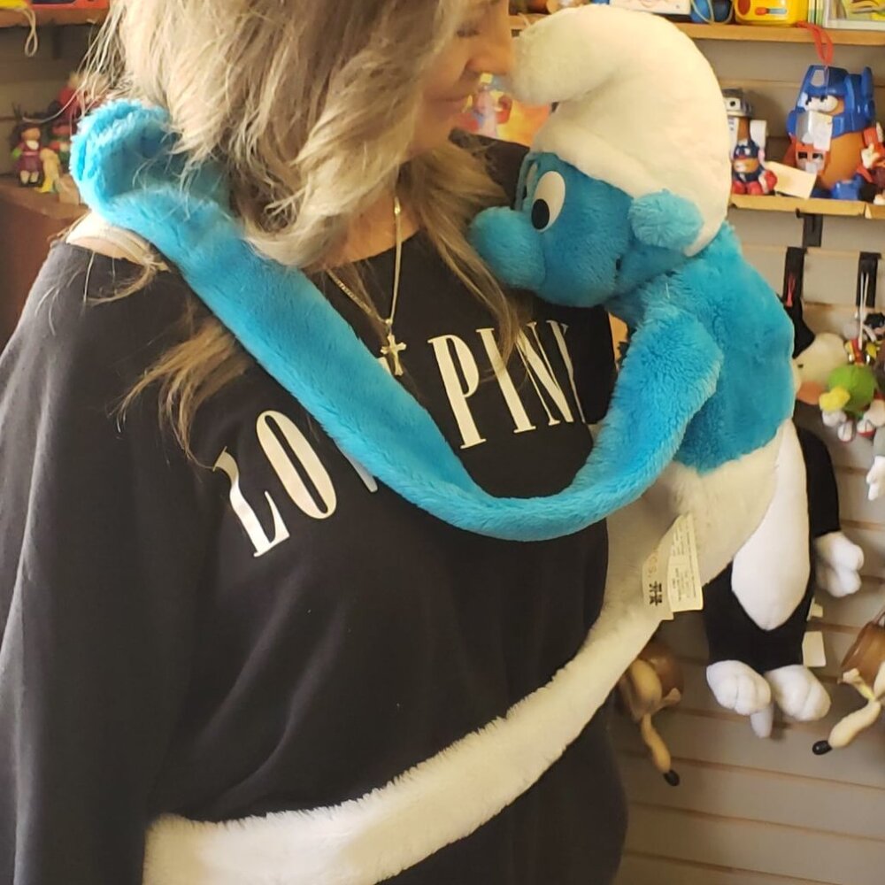 vintage body hugger plush wrap hugs SMURF plush doll